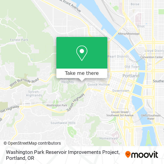 Washington Park Reservoir Improvements Project map