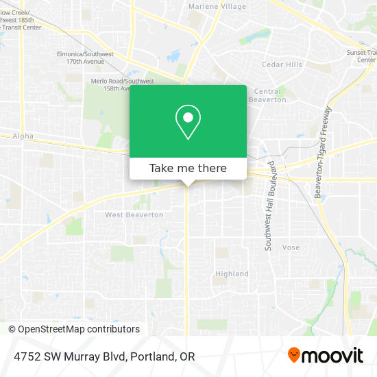 4752 SW Murray Blvd map
