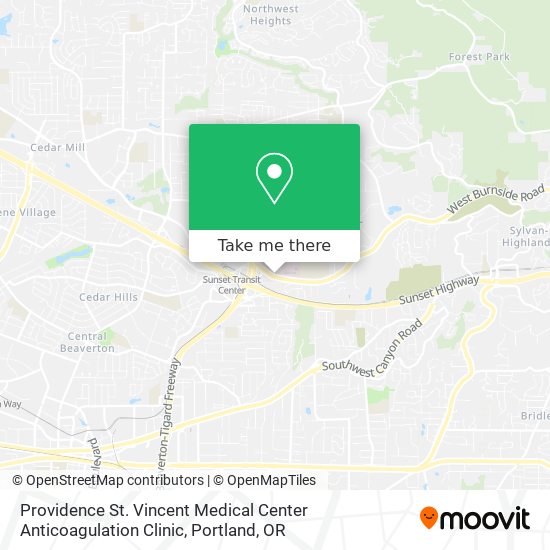 Providence St. Vincent Medical Center Anticoagulation Clinic map