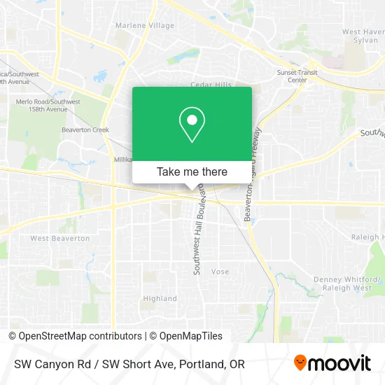 Mapa de SW Canyon Rd / SW Short Ave