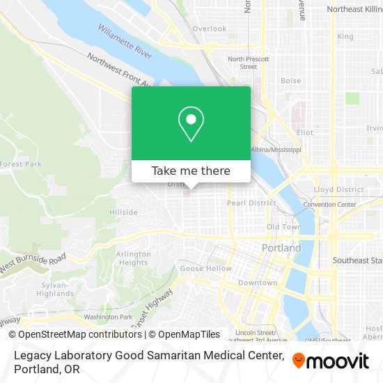 Mapa de Legacy Laboratory Good Samaritan Medical Center