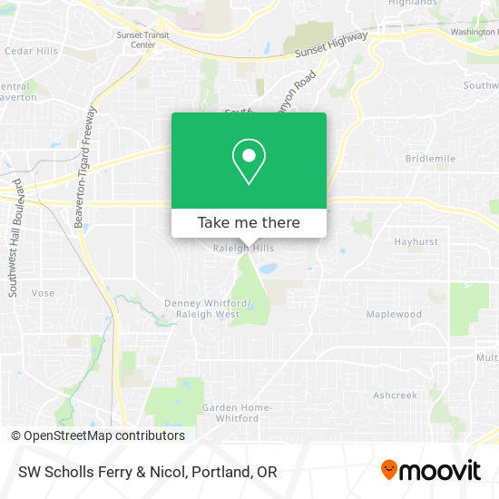 SW Scholls Ferry & Nicol map