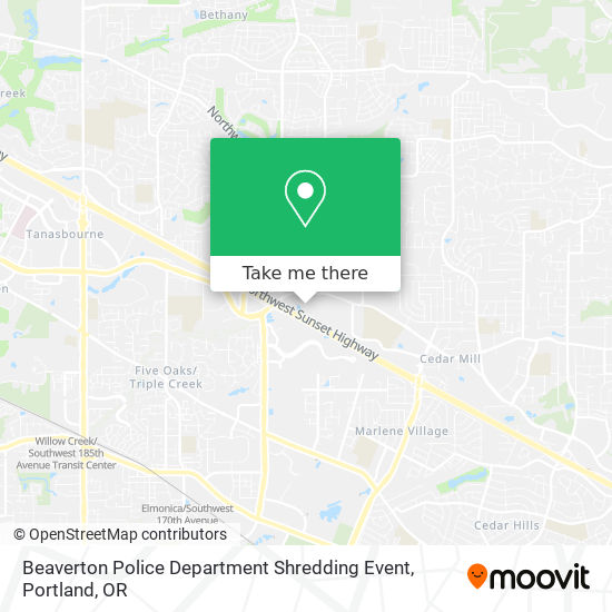 Beaverton Police Department Shredding Event map