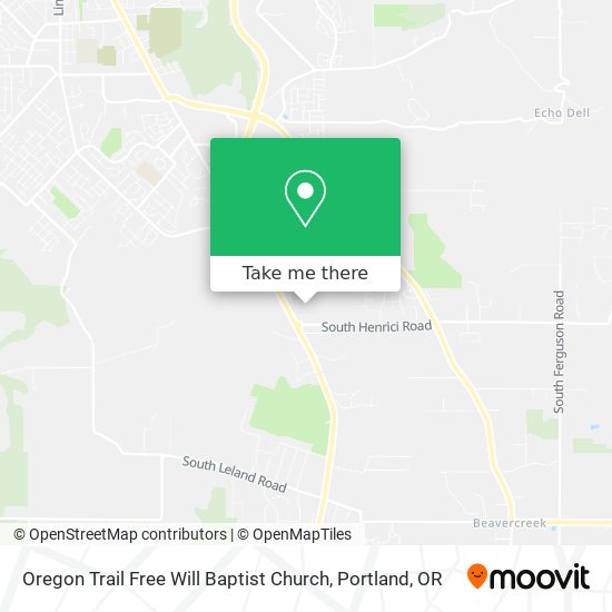 Oregon Trail Free Will Baptist Church map