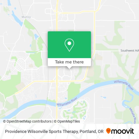 Providence Wilsonville Sports Therapy map