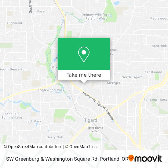 SW Greenburg & Washington Square Rd map