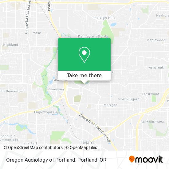 Oregon Audiology of Portland map