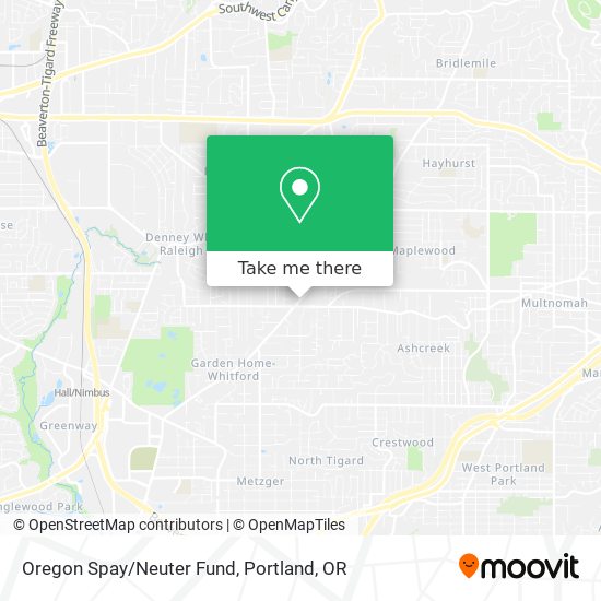 Mapa de Oregon Spay/Neuter Fund