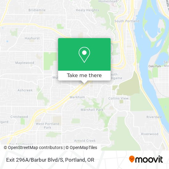 Mapa de Exit 296A/Barbur Blvd/S
