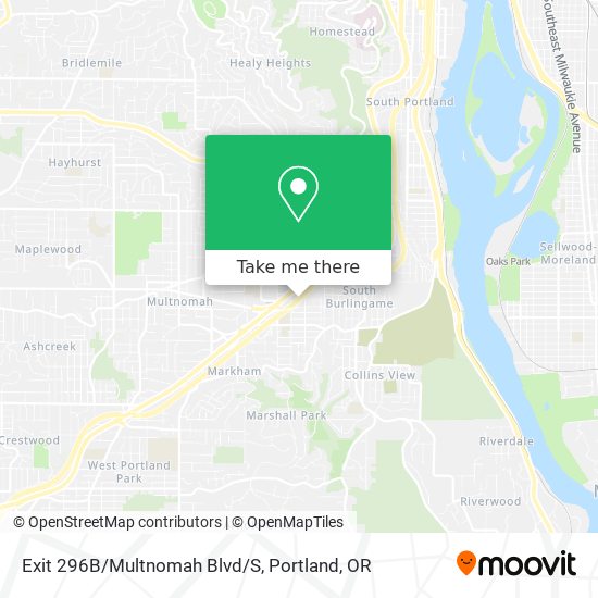 Exit 296B/Multnomah Blvd/S map