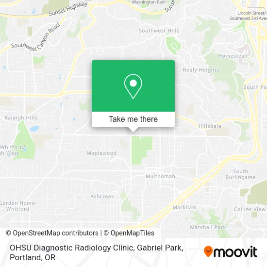 OHSU Diagnostic Radiology Clinic, Gabriel Park map