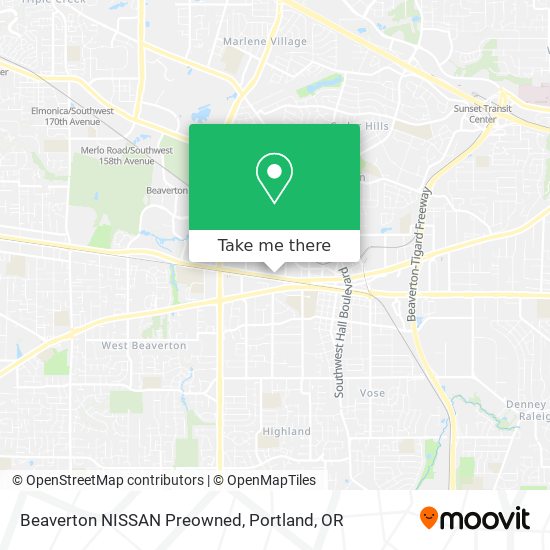 Beaverton NISSAN Preowned map