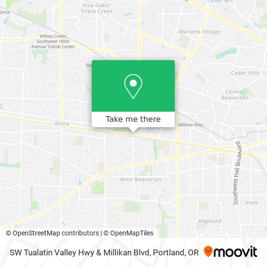 Mapa de SW Tualatin Valley Hwy & Millikan Blvd
