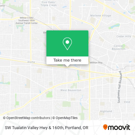 SW Tualatin Valley Hwy & 160th map