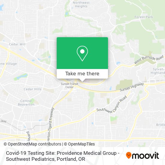 Mapa de Covid-19 Testing Site: Providence Medical Group - Southwest Pediatrics