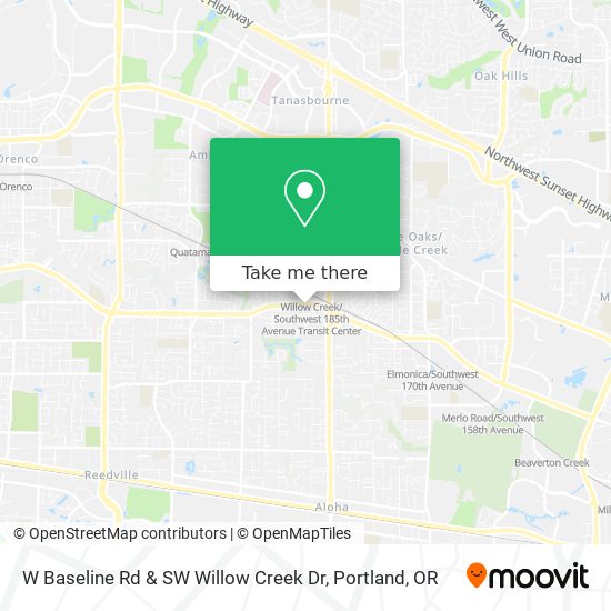 W Baseline Rd & SW Willow Creek Dr map