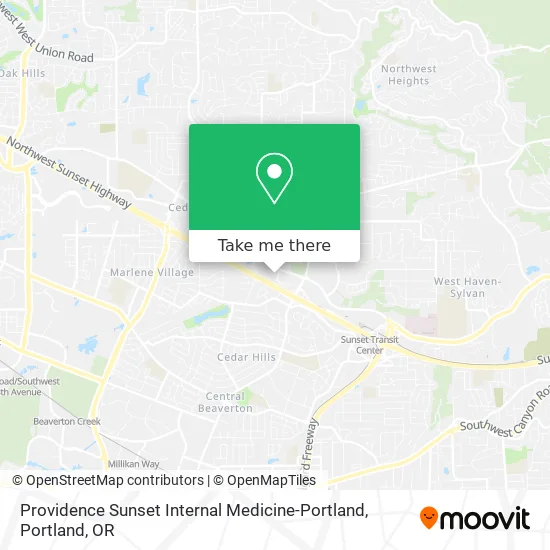 Providence Sunset Internal Medicine-Portland map