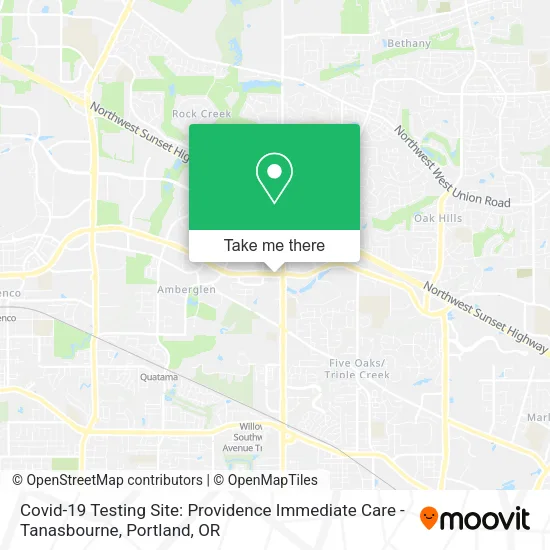 Covid-19 Testing Site: Providence Immediate Care - Tanasbourne map