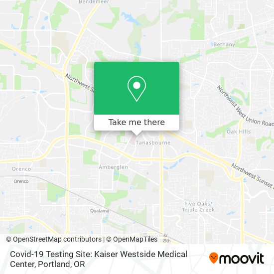 Covid-19 Testing Site: Kaiser Westside Medical Center map