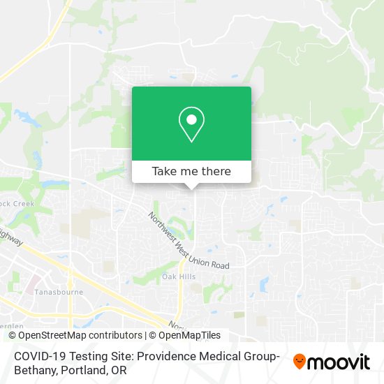 Mapa de COVID-19 Testing Site: Providence Medical Group-Bethany