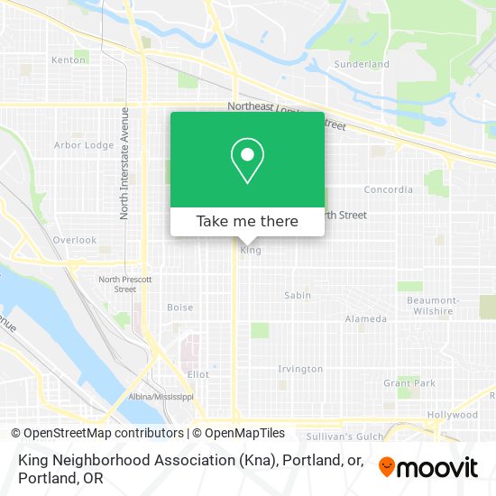 Mapa de King Neighborhood Association (Kna), Portland, or