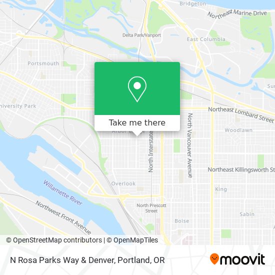 N Rosa Parks Way & Denver map