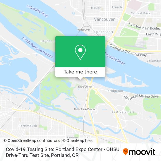Covid-19 Testing Site: Portland Expo Center - OHSU Drive-Thru Test Site map