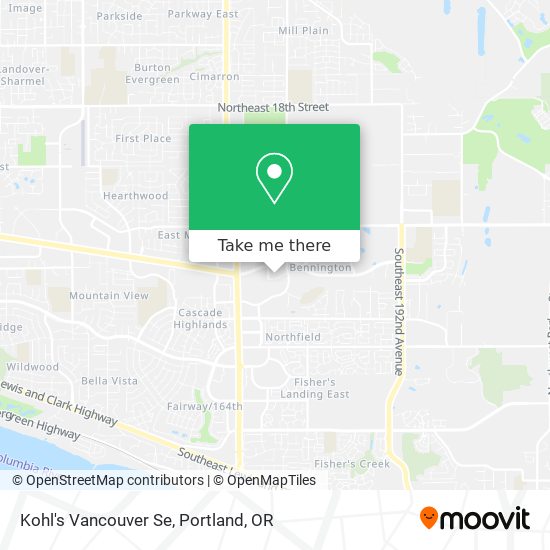 Kohl's Vancouver Se map