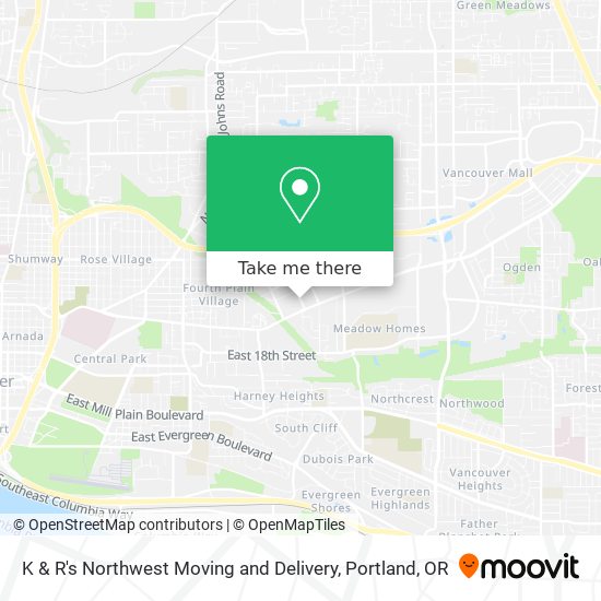 K & R's Northwest Moving and Delivery map