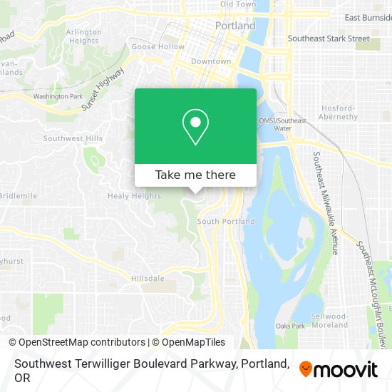 Southwest Terwilliger Boulevard Parkway map