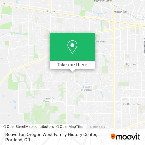 Mapa de Beaverton Oregon West Family History Center