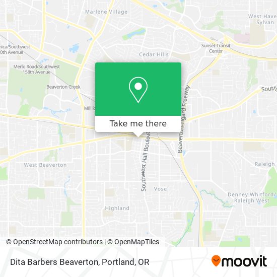 Dita Barbers Beaverton map