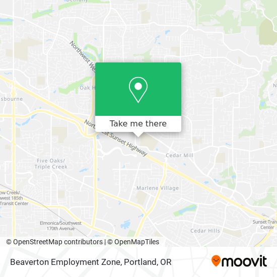 Beaverton Employment Zone map