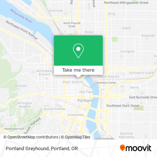 Portland Greyhound map