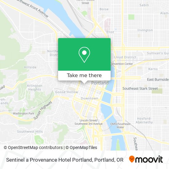 Mapa de Sentinel a Provenance Hotel Portland