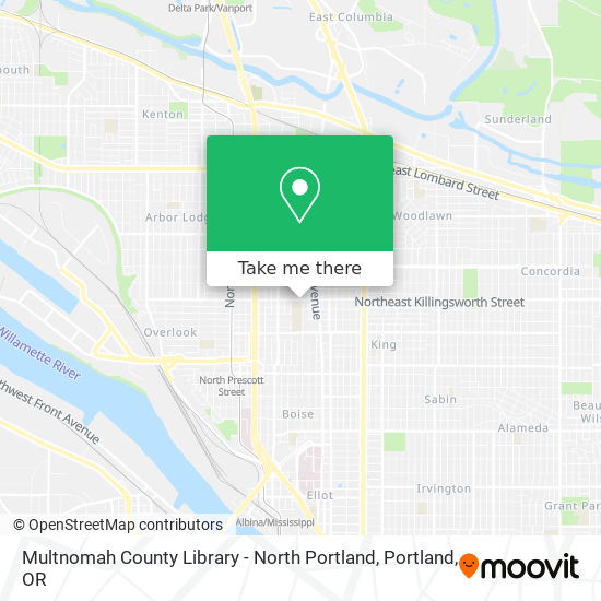 Mapa de Multnomah County Library - North Portland