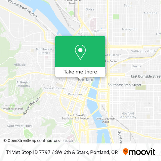 Mapa de TriMet Stop ID 7797 / SW 6th & Stark