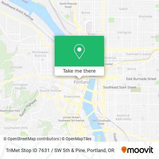 Mapa de TriMet Stop ID 7631 / SW 5th & Pine