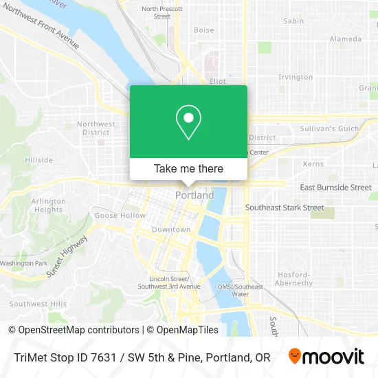 TriMet Stop ID 7631 / SW 5th & Pine map