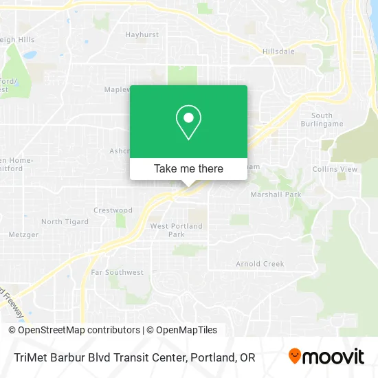 TriMet Barbur Blvd Transit Center map