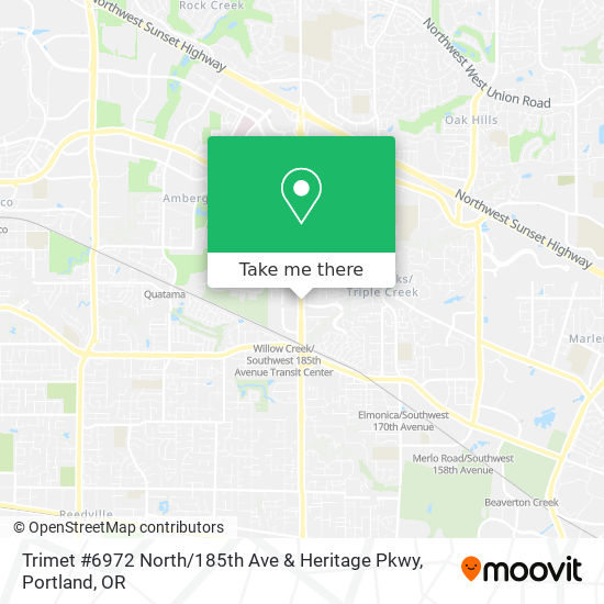 Mapa de Trimet #6972 North / 185th Ave & Heritage Pkwy