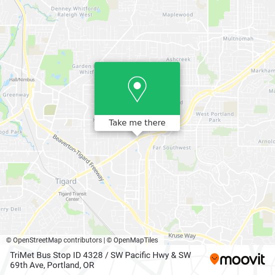 Mapa de TriMet Bus Stop ID 4328 / SW Pacific Hwy & SW 69th Ave