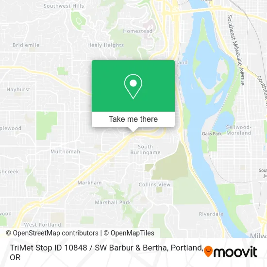 Mapa de TriMet Stop ID 10848 / SW Barbur & Bertha