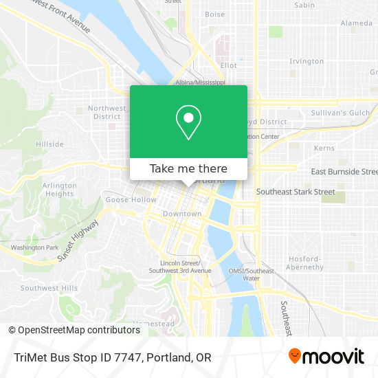Mapa de TriMet Bus Stop ID 7747