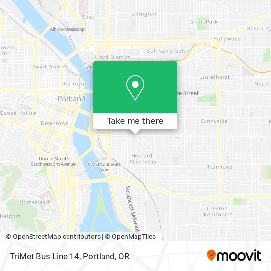 Mapa de TriMet Bus Line 14