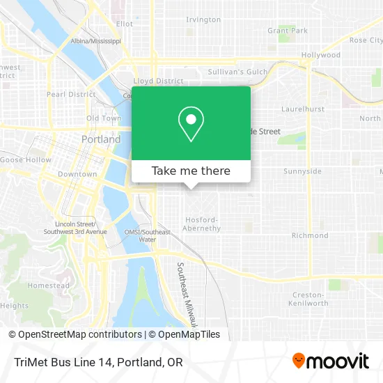 TriMet Bus Line 14 map