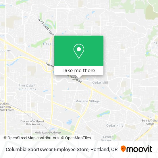 Columbia Sportswear Employee Store map