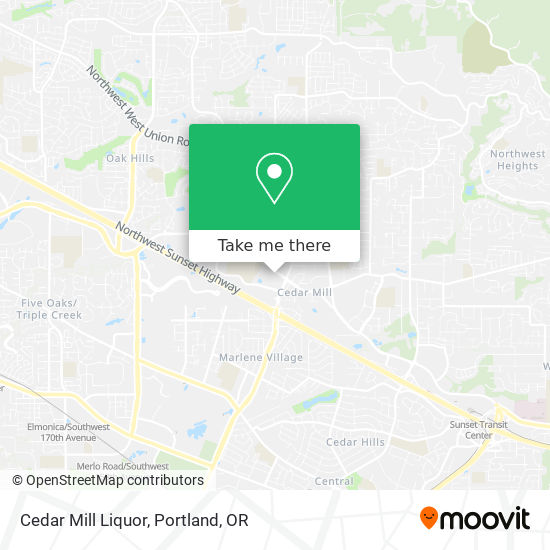 Cedar Mill Liquor map