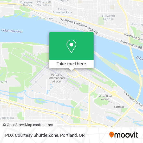 Mapa de PDX Courtesy Shuttle Zone