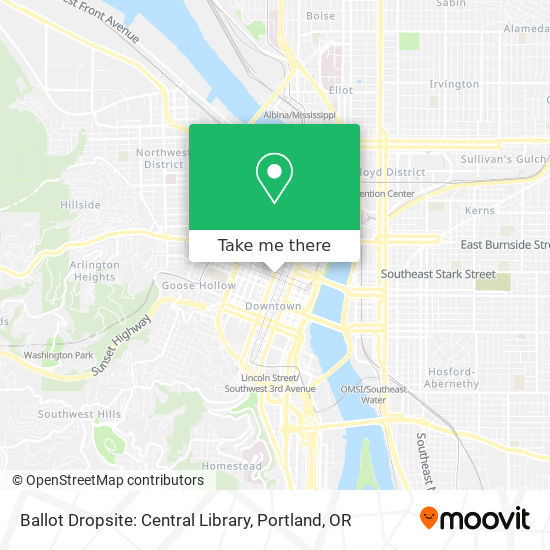 Ballot Dropsite: Central Library map